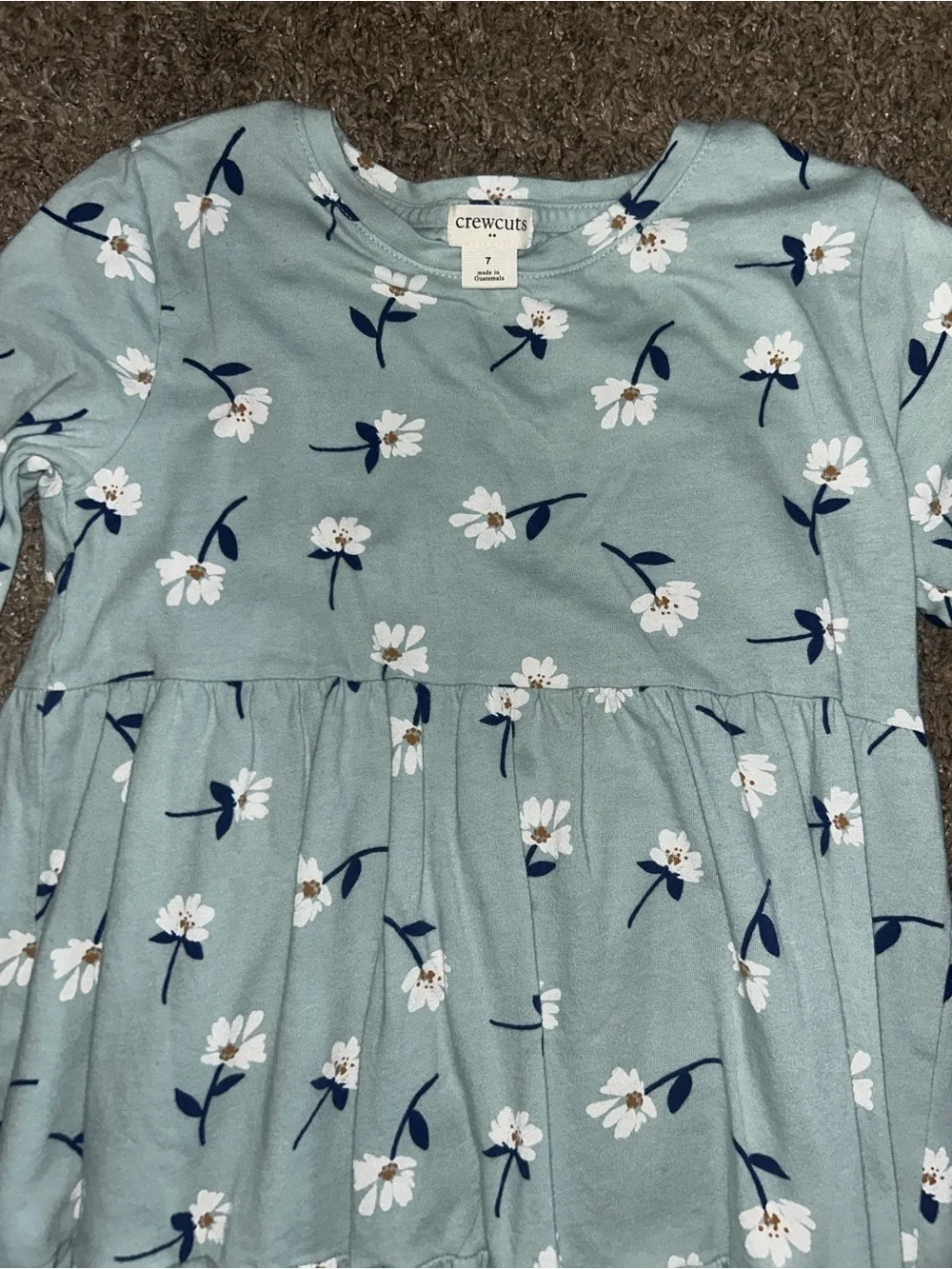 Carter's Light Blue Floral Tiered Long-Sleeve Dress